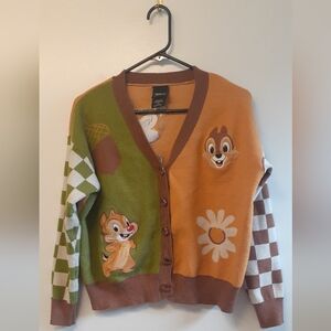 Chip 'n' Dale themed colorblock cardigan - size large